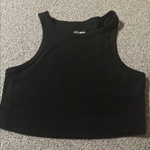 Black Ribbed Crop Top